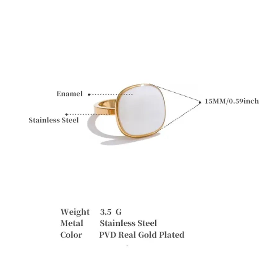 18K Gold Plated Enamel Adjustable Ring
