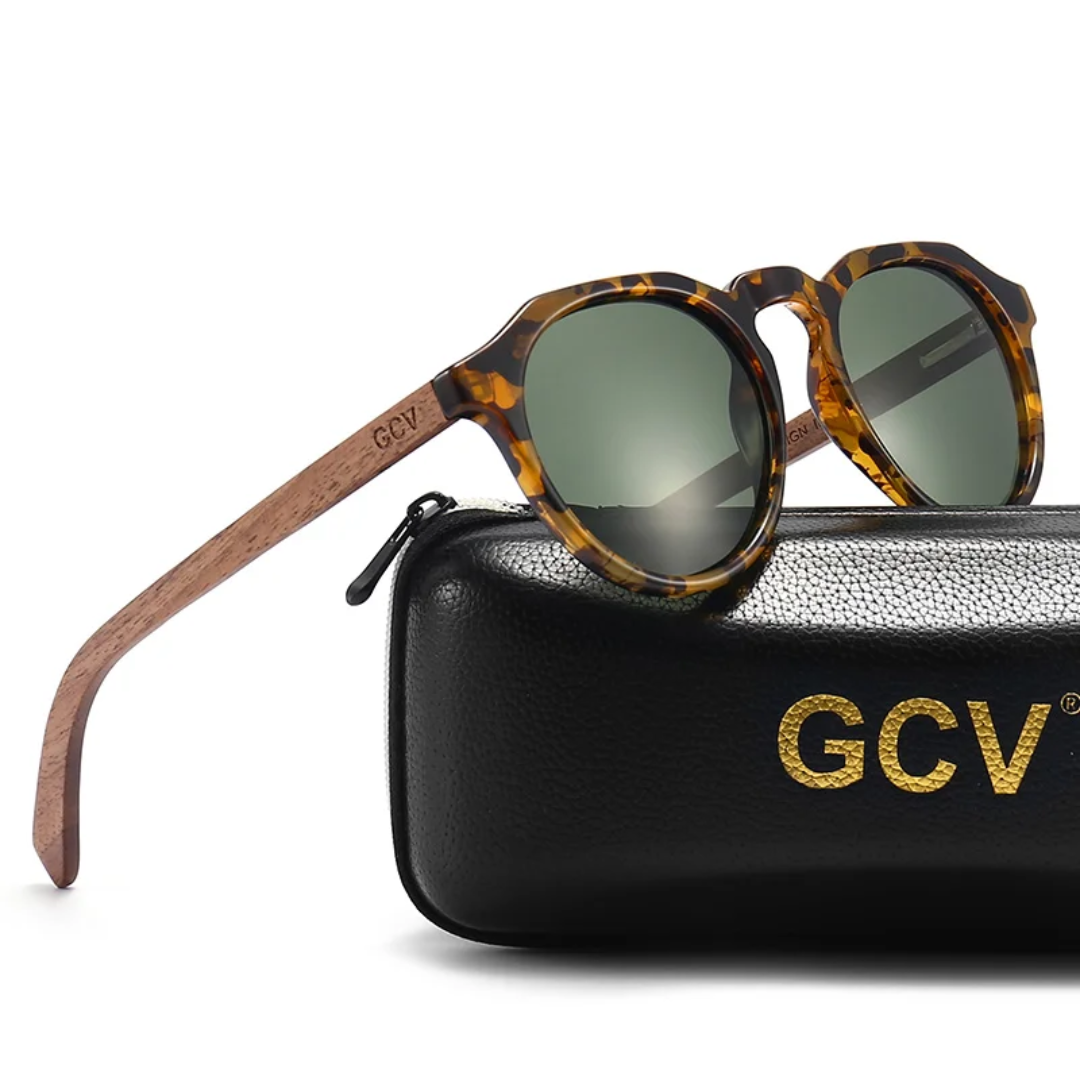 GCV HORIZON GREEN™ – Premium Polarized Sunglasses with Natural Walnut Finish