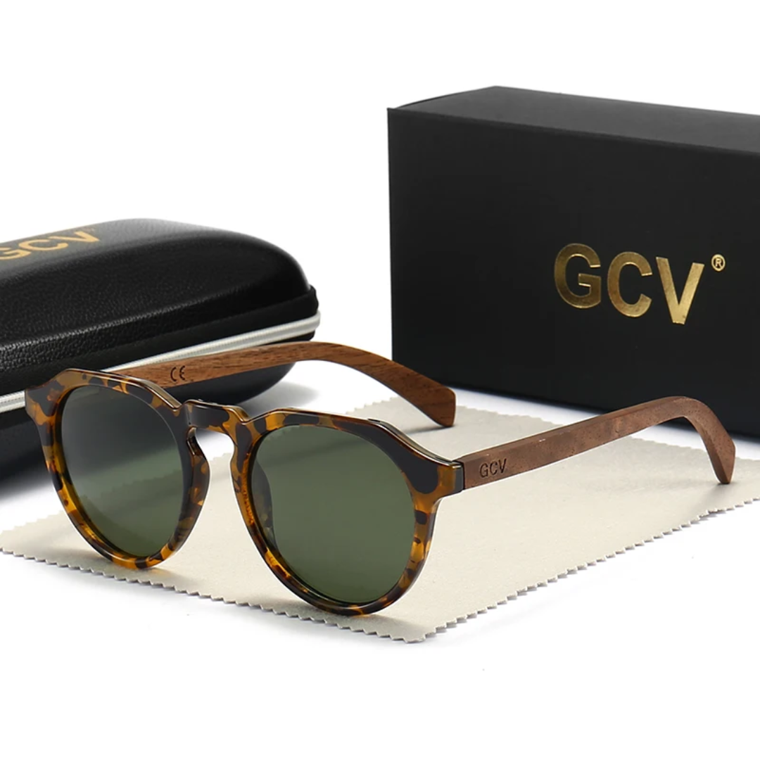 GCV HORIZON GREEN™ – Premium Polarized Sunglasses with Natural Walnut Finish