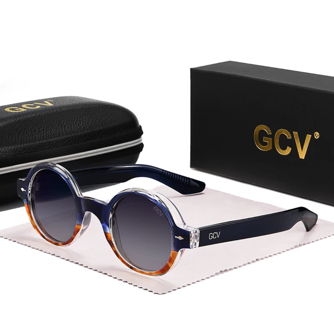 GCV ORBÉLLE BLUE TORTOISESHELL™ – Premium Round Cat Eye Sunglasses with Patented Acetate Frame