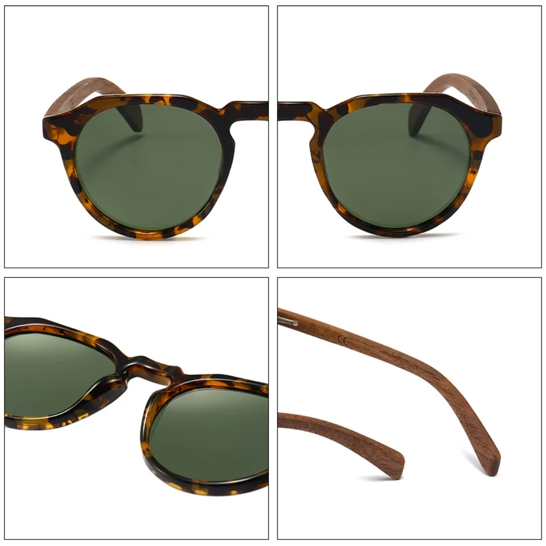 GCV HORIZON GREEN™ – Premium Polarized Sunglasses with Natural Walnut Finish