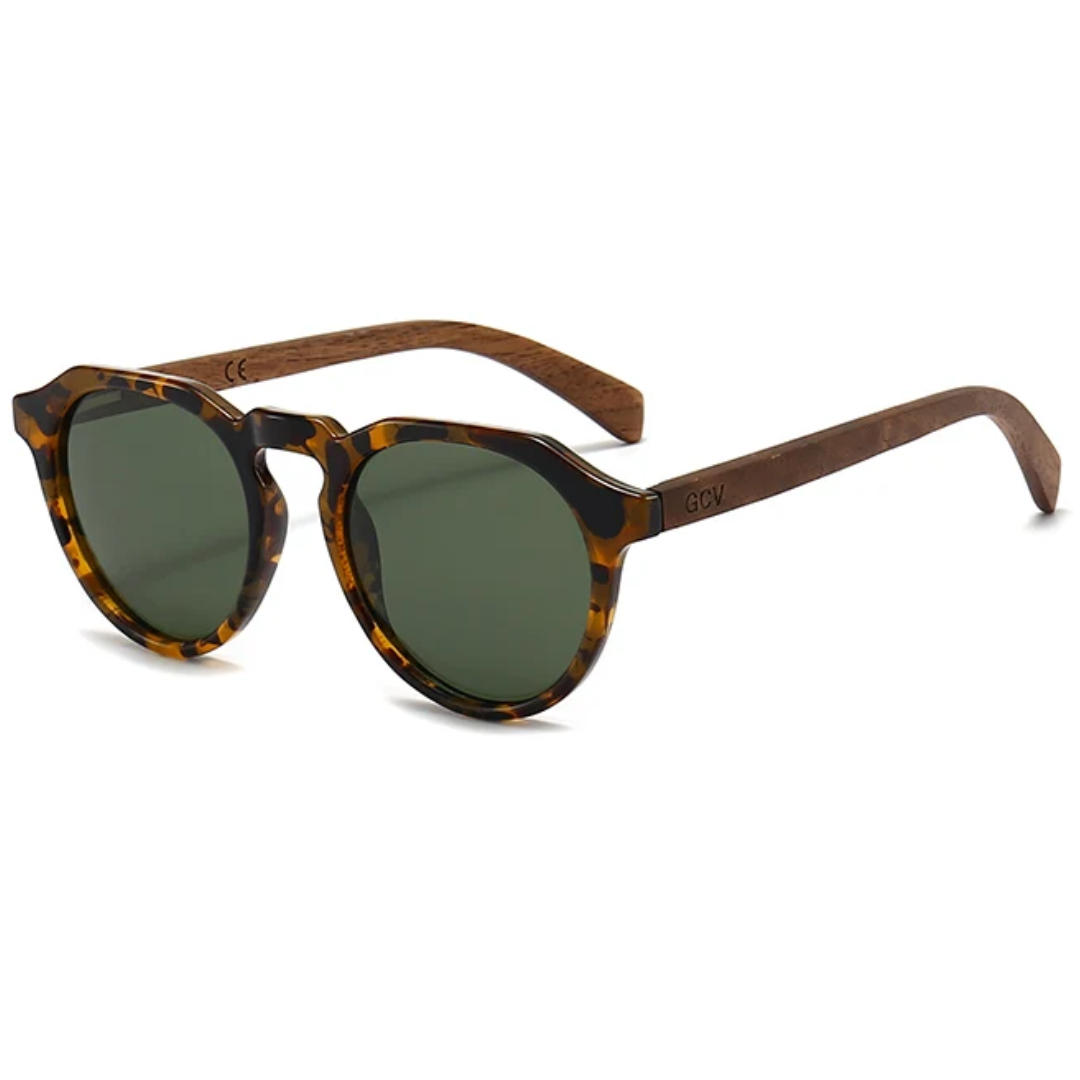 GCV HORIZON GREEN™ – Premium Polarized Sunglasses with Natural Walnut Finish