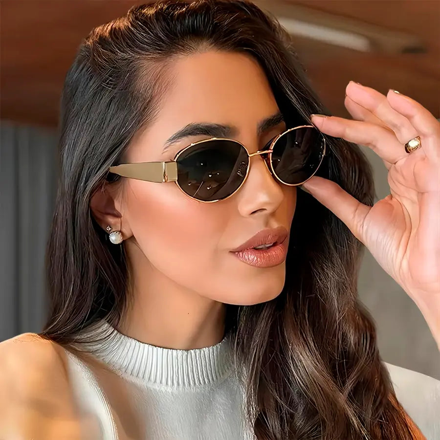 Classy Golden Oval Sunglasses UV400