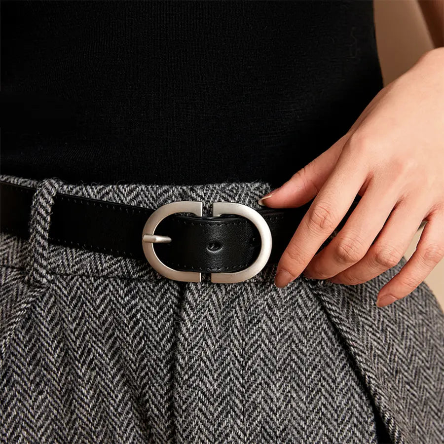 Oval Classy Buckle Leather Belt