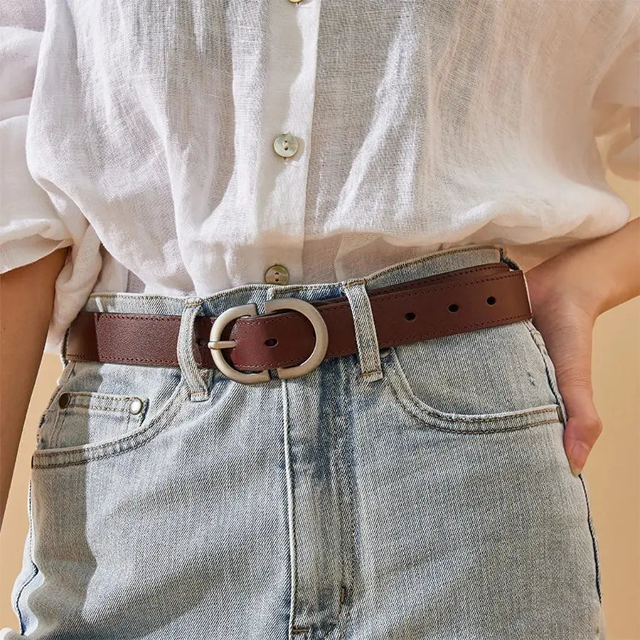 Oval Classy Buckle Leather Belt