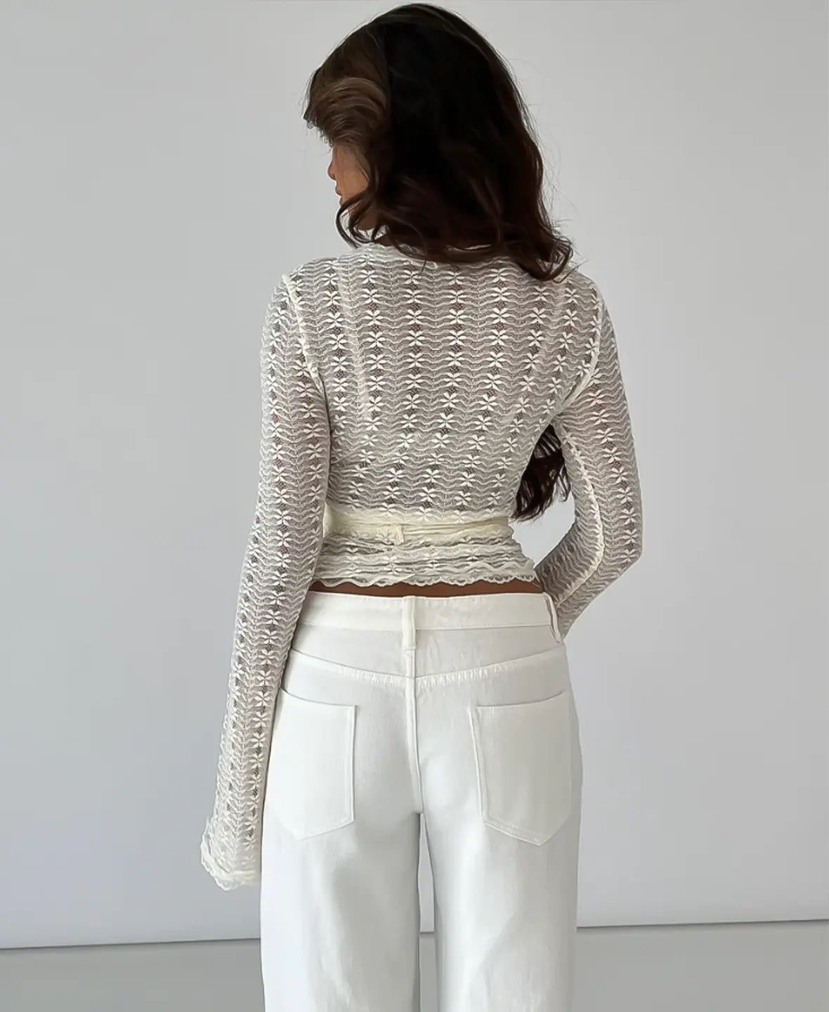 Sheer Wrap Lace Top