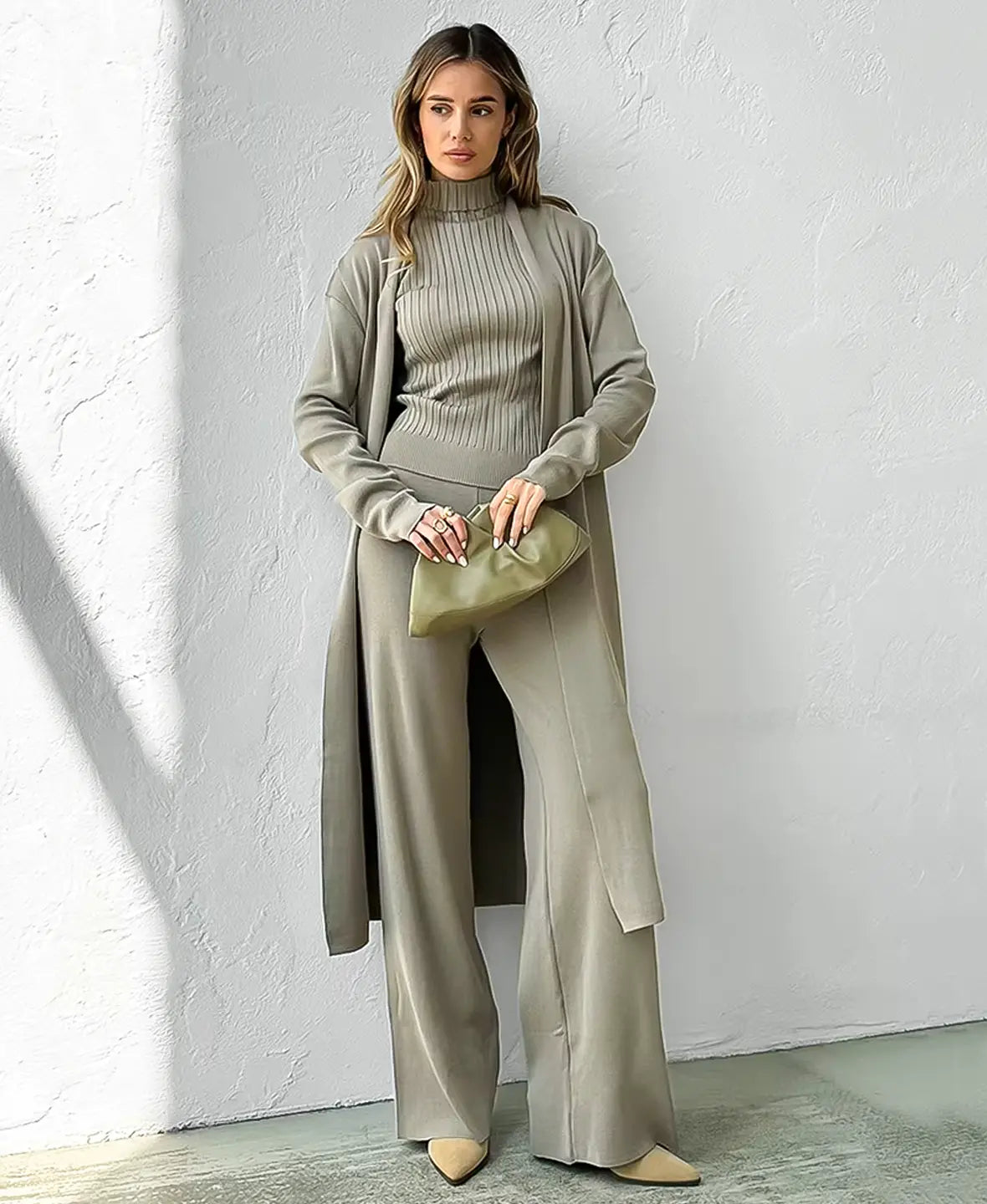 Soft Ribbed Knit 3 Piece Set