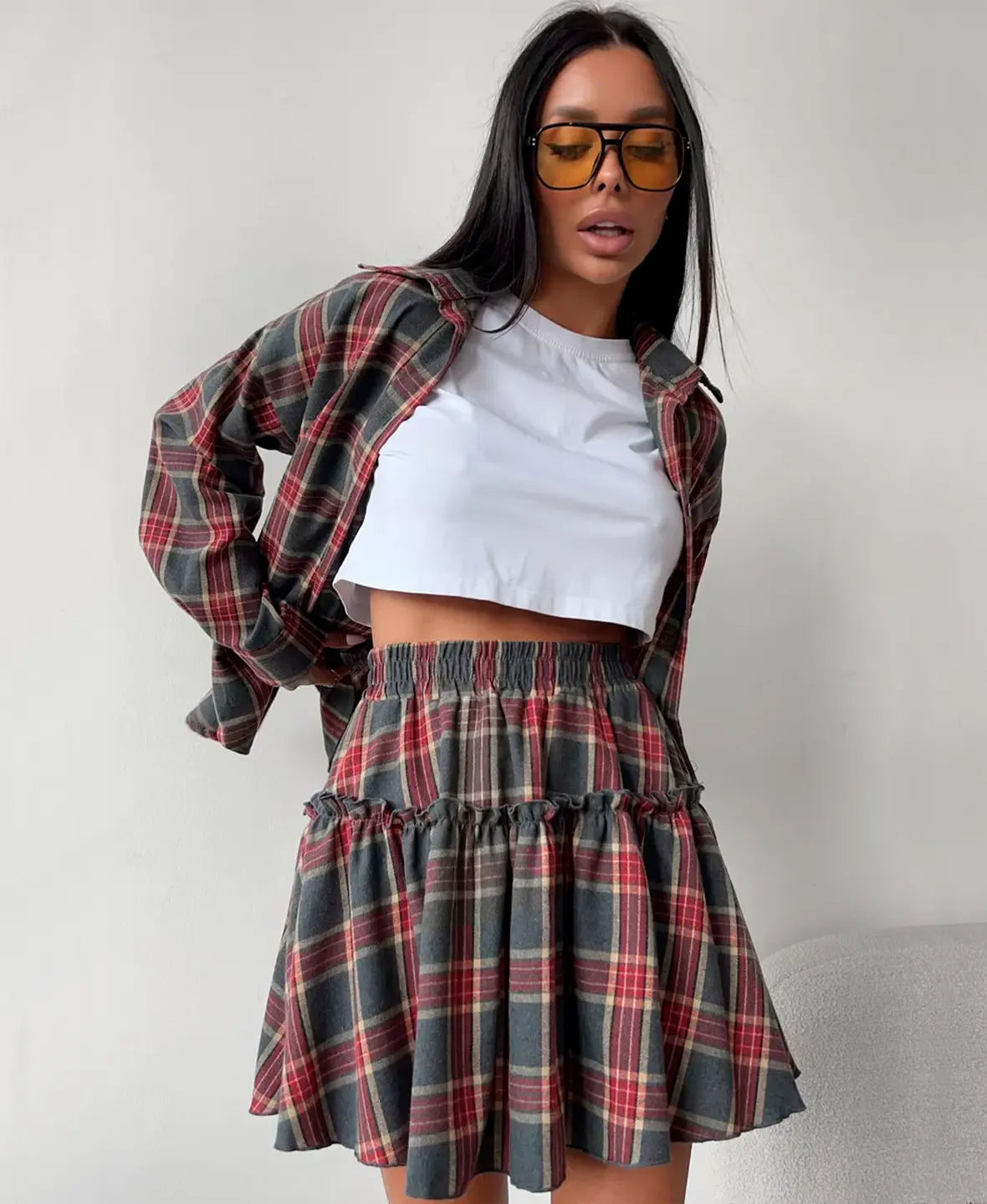 Trendy Plaid 2 Piece Set