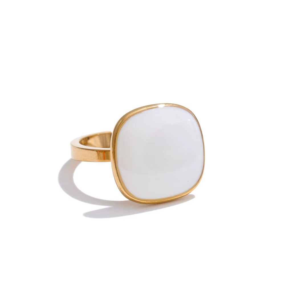 18K Gold Plated Enamel Adjustable Ring