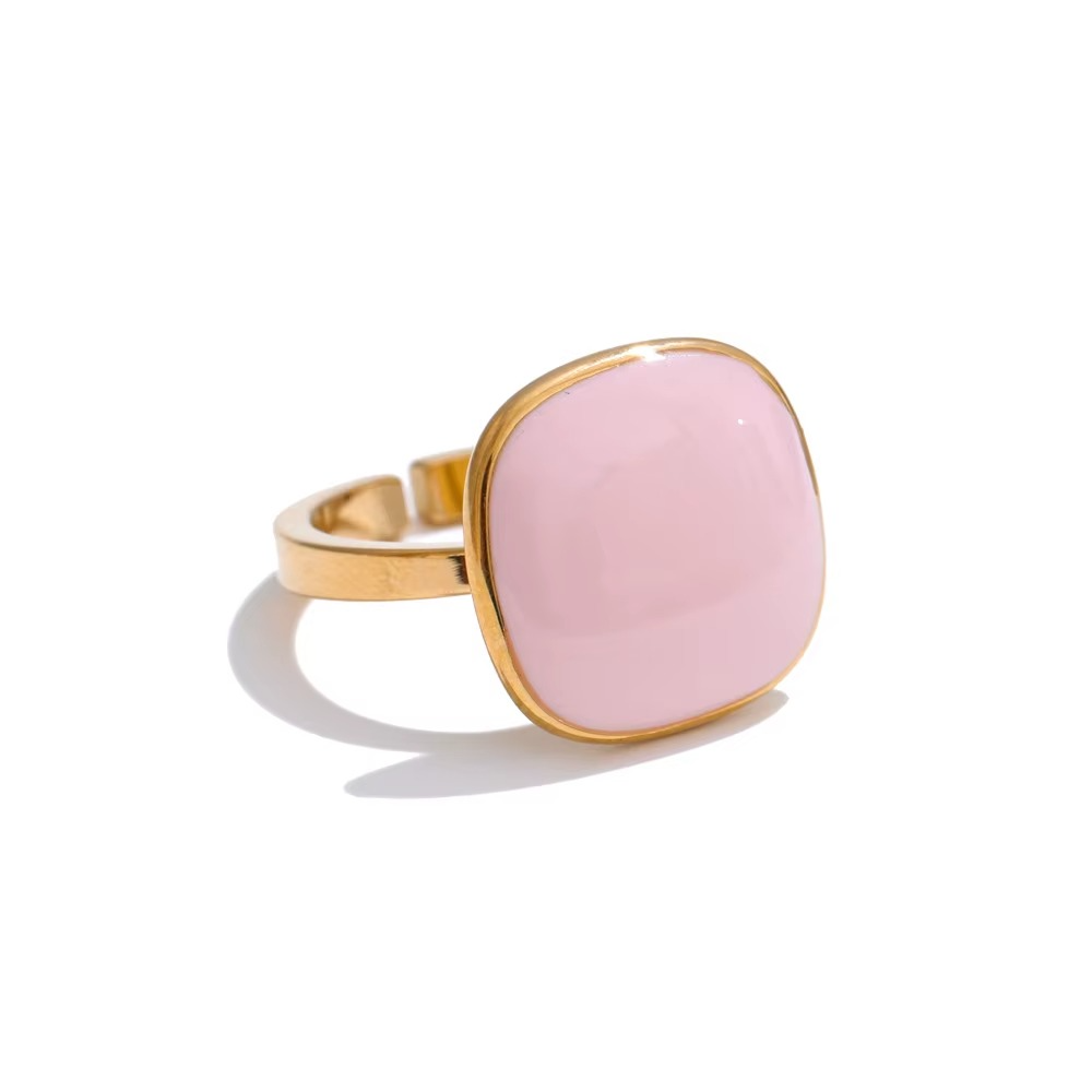 18K Gold Plated Enamel Adjustable Ring