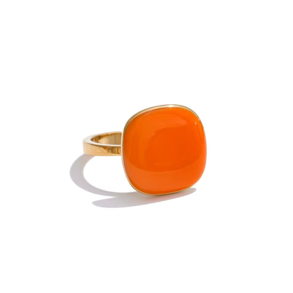 18K Gold Plated Enamel Adjustable Ring
