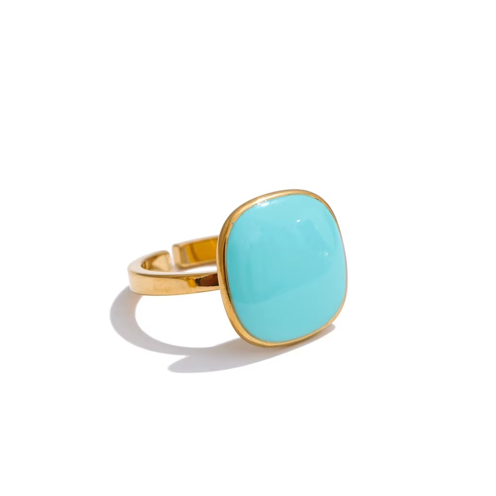 18K Gold Plated Enamel Adjustable Ring