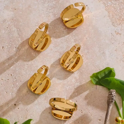18K Gold Plated Enamel Adjustable Ring