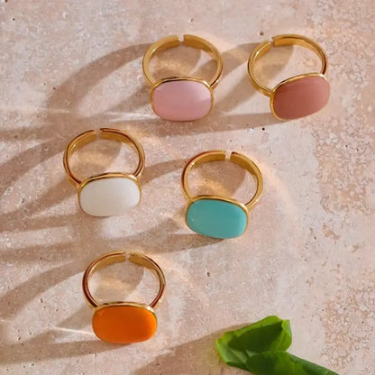 18K Gold Plated Enamel Adjustable Ring