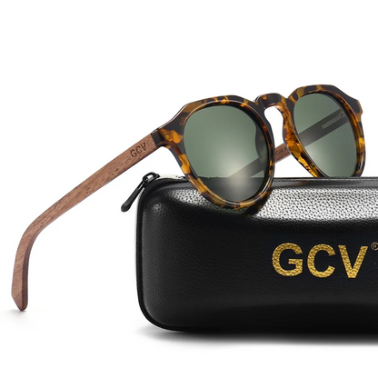 GCV HORIZON GREEN™ – Premium Polarized Sunglasses with Natural Walnut Finish
