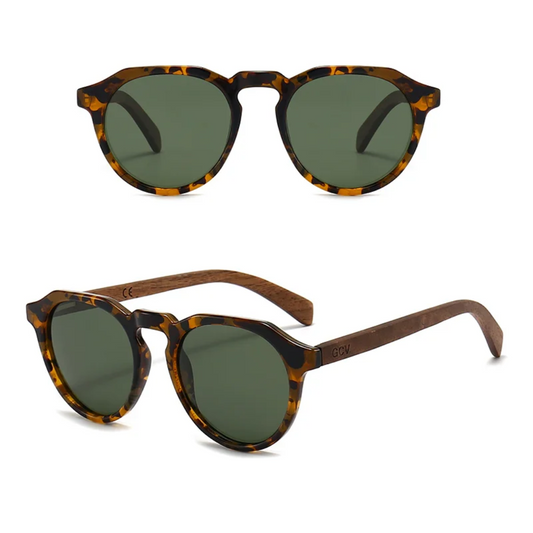 GCV HORIZON GREEN™ – Premium Polarized Sunglasses with Natural Walnut Finish