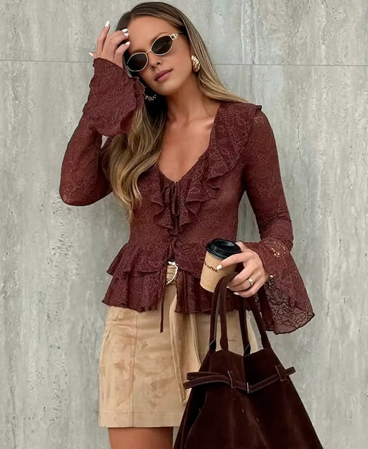 Bohemian Lace Up Blouse