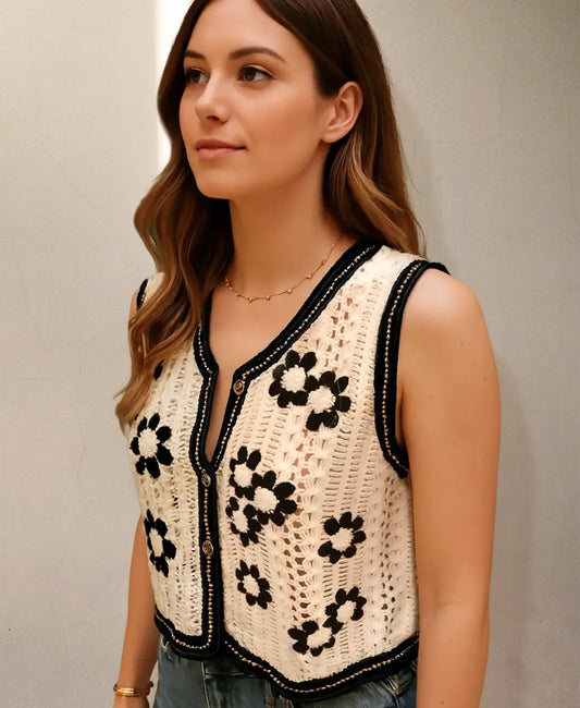 Floral Crochet Vest