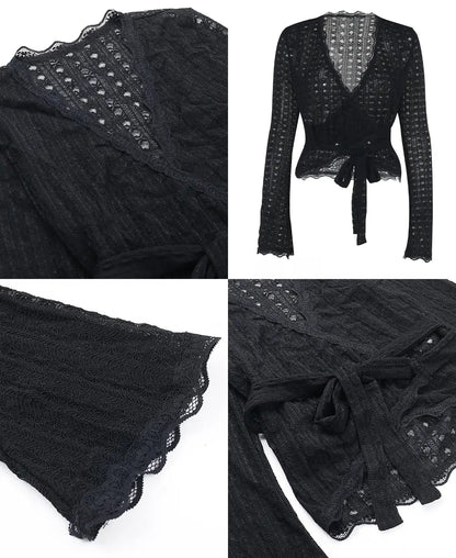 Sheer Wrap Lace Top