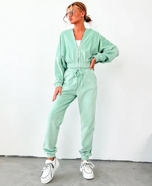 Velour Hoodie Tracksuit Set